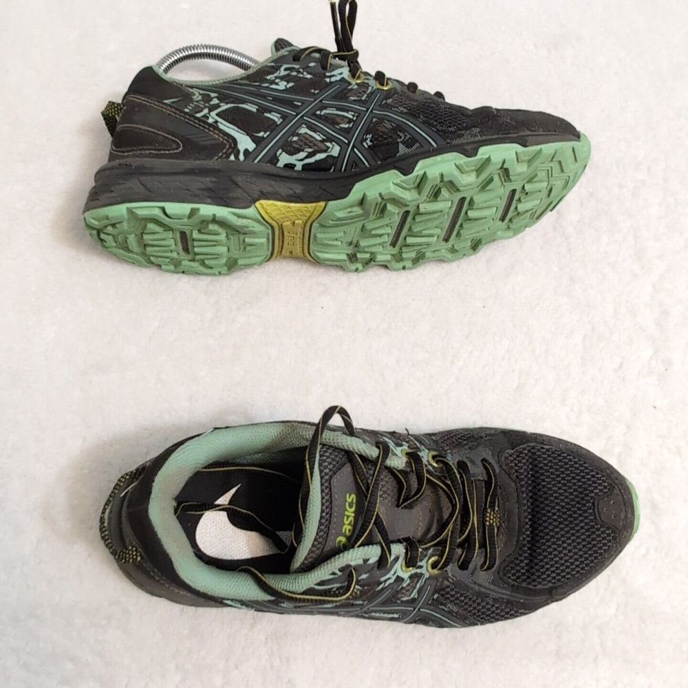 Asics Women's Sz 8.5 Gel-Venture 6 Running Shoes Black/Carbon/Neon Lime